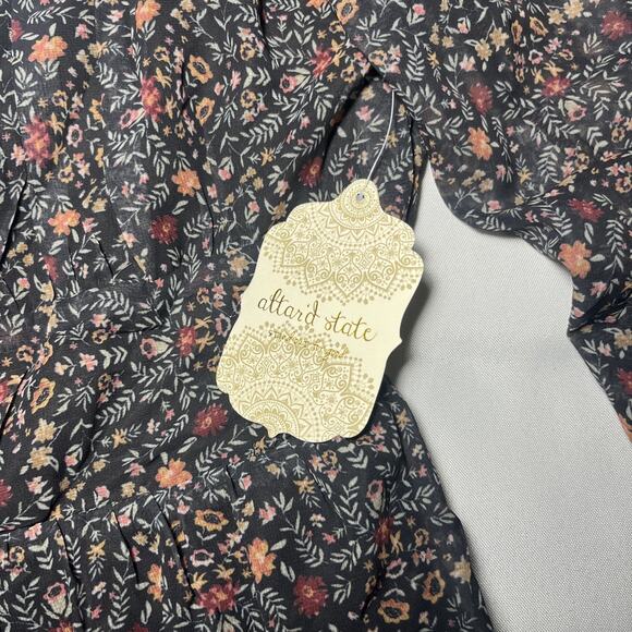 NEW Altard State Tiered Ruffle Mini Dress M Boho Prairie Balloon Sleeve Tie back - Picture 4 of 11